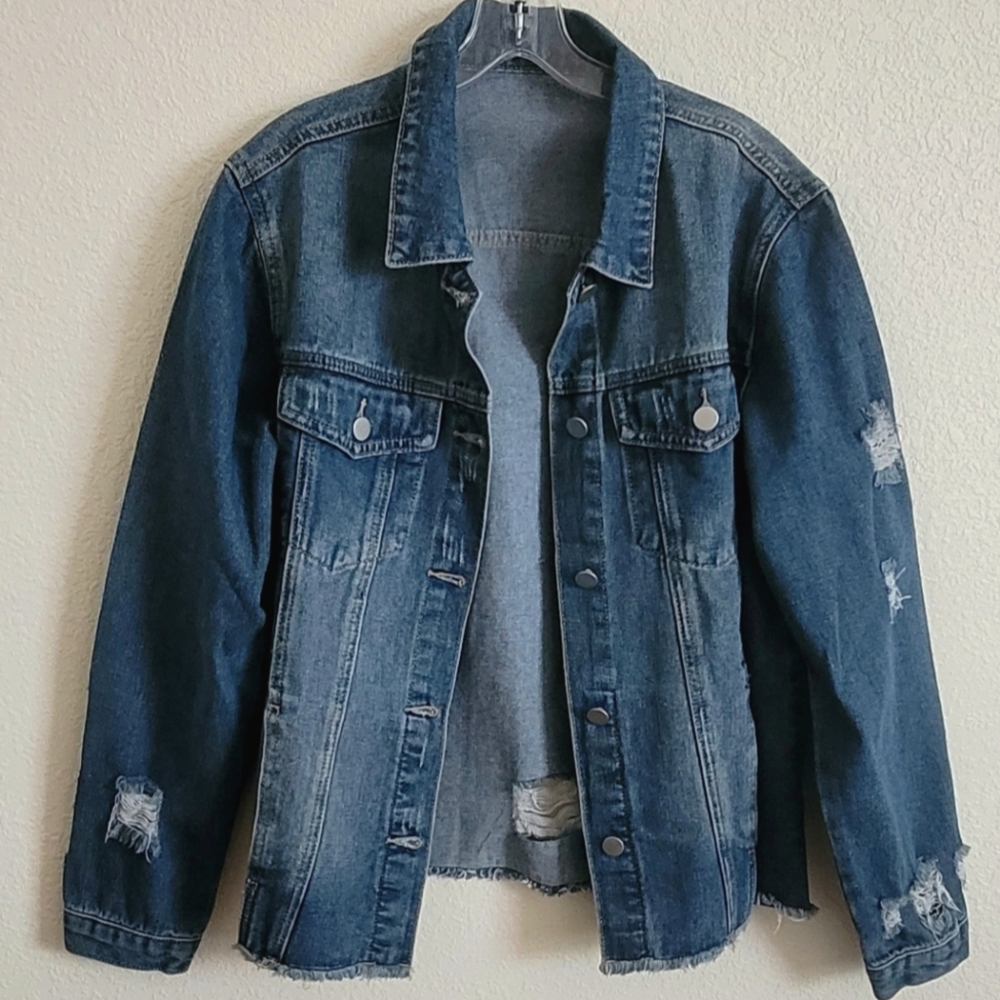 ROSKIKI Womens Boyfriend Washed Denim Jean Coat